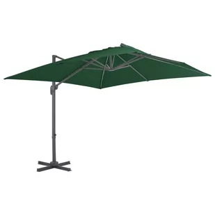 vidaXL Parasol wiszący z aluminiowym słupkiem, 400x300 cm, zielony - Parasole ogrodowe - miniaturka - grafika 1