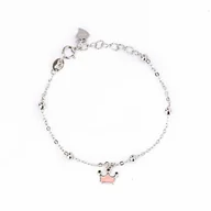 Biżuteria dla dzieci - Srebrna bransoletka 925 dziecięca różowa korona - miniaturka - grafika 1