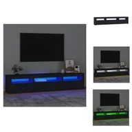 Szafki RTV - vidaXL Szafka pod TV z oświetleniem LED czarna 195x35x40 cm - Meble TV - miniaturka - grafika 1