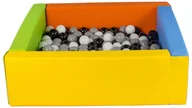 Suche baseny - Kwadratowy suchy basen z ekoskóry z 200 piłeczkami (żółty, zielony, niebieski, pomarańczowy/czarny,biały,szary) - miniaturka - grafika 1