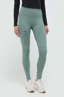 Legginsy - Puma legginsy do biegania Seasons kolor zielony gładkie - miniaturka - grafika 1
