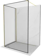 Ścianki i drzwi prysznicowe - Mexen Kioto ścianka prysznicowa Walk-in 120 x 120 cm, czarny wzór, złota szczotkowana - 800-120-212-55-70-120 - miniaturka - grafika 1