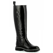 Kozaki damskie - Czarne skórzane kozaki damskie na grubej podeszwie CARINII - Carinii - miniaturka - grafika 1