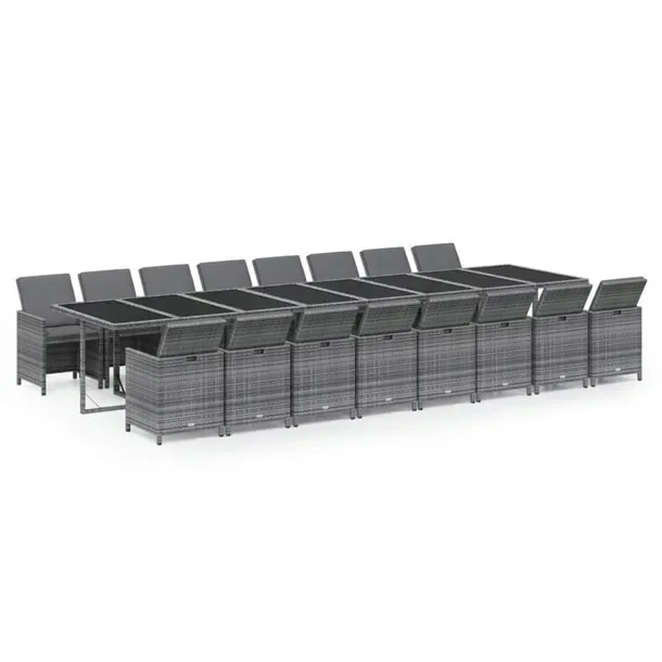 Zestaw Ogrodowy z Polirattanu: Stół 443x107x74 cm, Krzesła 52x56x85 cm,