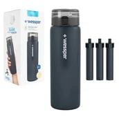 Dzbanki filtrujące - Wessper ActiveMax Clarti Glass Szara szklana butelka filtrująca z dodatkowymi wkładami 0,68l - miniaturka - grafika 1