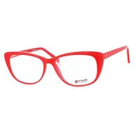 Okulary korekcyjne, oprawki, szkła - Damskie Okulary zerówki korekcyjne oprawki kocie oczy STAC-14A czerwone - miniaturka - grafika 1