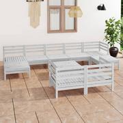 Meble ogrodowe - vidaXL Lumarko 10-cz. zestaw wypoczynkowy do ogrodu, biały, drewno sosnowe - miniaturka - grafika 1