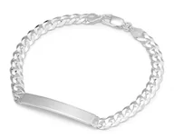 Bransolety męskie - Srebrna bransoletka męska pancerka z blaszką 21 cm pr925 - miniaturka - grafika 1
