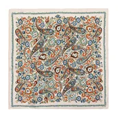 Apaszki i szaliki męskie - Damska apaszka jedwabna ze wzorem paisley beżowo-niebieska - miniaturka - grafika 1