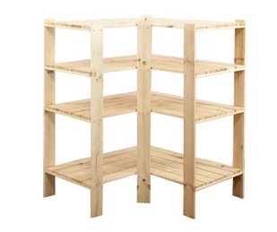 Maxi Regał Narożny Drewniany 115X85X50 Cm 4 Półki Ażurowe Surowy Drewno Sosnowe Naturalny Maxi-3Wa+ / Wamar-Sosenka - Regały - miniaturka - grafika 1