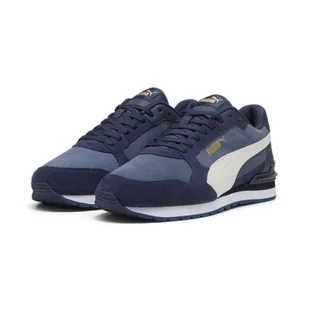 Sneakersy zamszowe unisex ST Runner v4 PUMA Black White Silver Metallic - Buty trekkingowe damskie - miniaturka - grafika 1