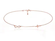 Biżuteria religijna - Srebrny naszyjnik z infinity i krzyżykiem - 2MR Rose Gold - miniaturka - grafika 1