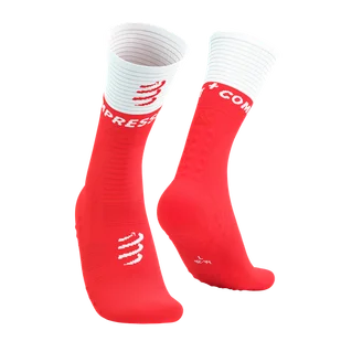 COMPRESSPORT Skarpetki kompresyjne do biegania MID COMPRESSION SOCKS V2.0 fluo red/white - Skarpetki sportowe męskie - miniaturka - grafika 1