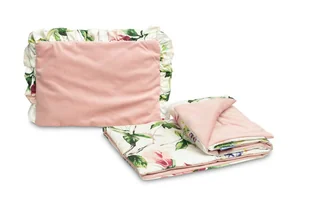 KOMPLET DO WÓZKA VELVET Z FALBANKĄ MAGNOLIA RÓŻOWY - Akcesoria do wózków - miniaturka - grafika 1