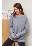 Swetry damskie - Soft Cashmere Sweter w kolorze szarym - miniaturka - grafika 1
