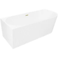 Wanny - Mexen Silo wanna wolnostojąca narożna lewa ryflowana 170 x 80 cm, biała, przelew złoty szczotkowany - 52891708000L-55 - miniaturka - grafika 1