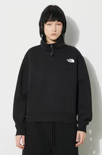 The North Face bluza W Essential Qz Crew damska kolor czarny z nadrukiem NF0A854HJK31 - Bluzy damskie - miniaturka - grafika 1