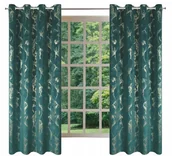 Zasłony - Zasłony Welurowe Na Przelotkach 140x250 c. Turkus Złota z Nadrukiem Gotowe - miniaturka - grafika 1