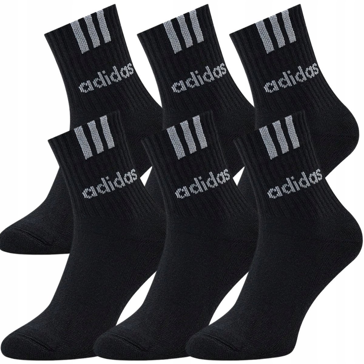 ADIDAS Skarpety MĘSKIE Długie Bawełna 43-45 6 PAR czarne