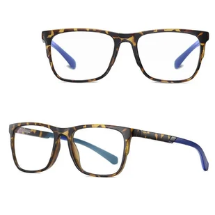 Męskie okulary zerówki z filtrem Blue Light i Antyrefleks do komputera 25170C panterka/niebieski - Okulary korekcyjne, oprawki, szkła - miniaturka - grafika 1