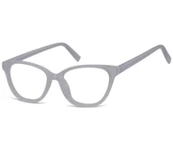 Okulary korekcyjne, oprawki, szkła - Damskie okulary optyczne zerówki kocie oczy Sunoptic CP117G mleczny szary - miniaturka - grafika 1