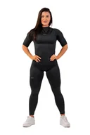 Koszulki sportowe damskie - Koszulka damska Nebbia  Python SnakeSkin Mid Sleeve T-shirt 416 black XS - miniaturka - grafika 1