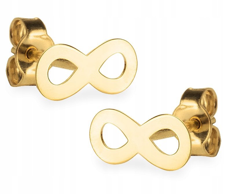 Piękne Złote Kolczyki Nieskończoność 585