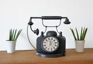 Zegary - Zegar Metalowy Stojący Telefon Styl Vintage Retro - miniaturka - grafika 1