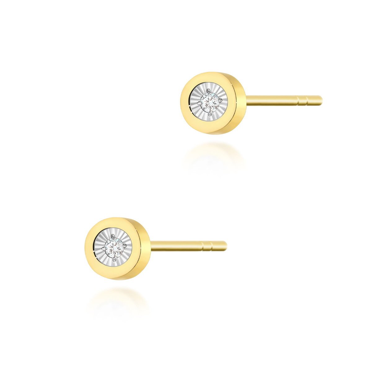 Złote kolczyki K0071 Diament 2 x 0,0145ct żółte złoto pr. 585