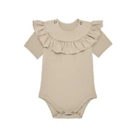 Body dla niemowląt - Body Z Falbanką Beżowe, Krótki Rękaw 80 - miniaturka - grafika 1