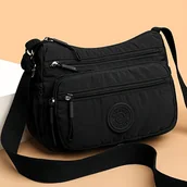 Torebki damskie - TEMU Duża Damska Torba na Ramię z Regulowanym Paskiem - Przekształcalna Torebka na Ramię, Komory na Zamek Błyskawiczny, Wytrzymała Nylonowa Torebka - miniaturka - grafika 1