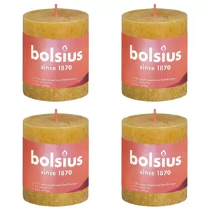 Bolsius Rustykalne świece pieńkowe Shine, 4 szt., 80x68 mm, miodowe - Świece - miniaturka - grafika 1