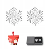 Kolczyki - Kolczyki Srebrne Śnieżynka Płatek Śniegu Gwiazdka Mikołaj Kryształki Sztyft - miniaturka - grafika 1