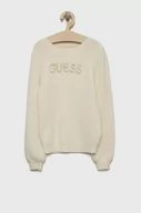 Swetry dla dziewczynek - Guess sweter dziecięcy kolor biały lekki - miniaturka - grafika 1