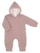 Pajacyki dla niemowląt - Dziewczęcy pajac z kapturem pudrowy Nicol,r.68 - miniaturka - grafika 1