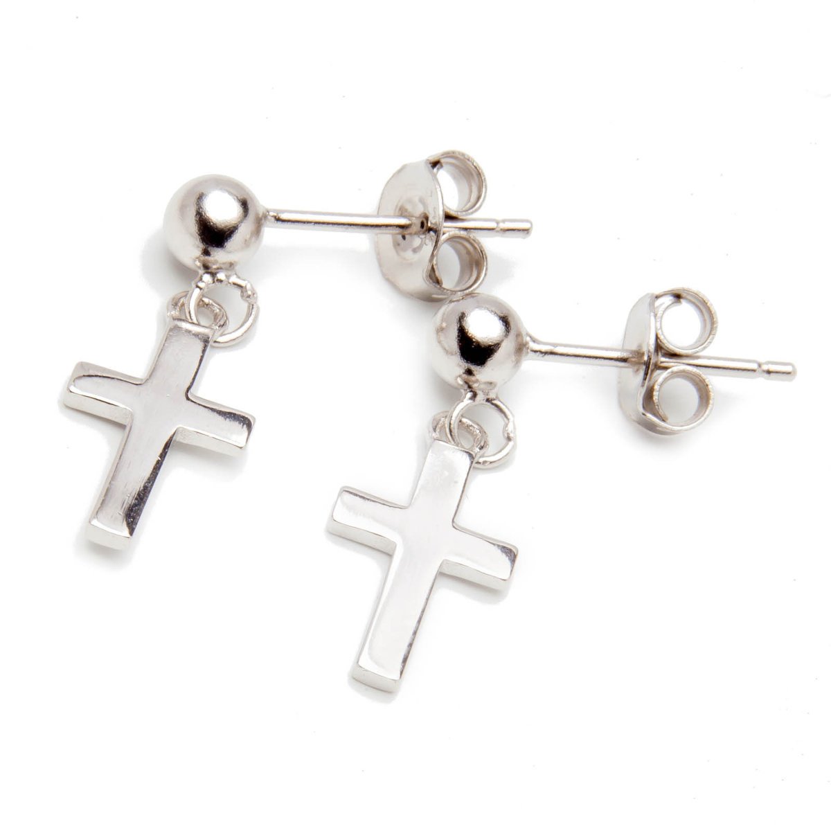 Srebrne kolczyki krzyżyk