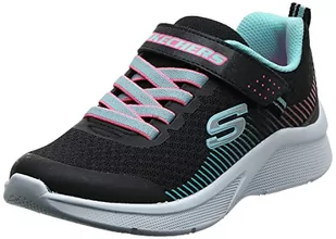 Skechers Dziewczęce sneakersy Microspe, czarny - Czarna czarna siateczka Aqua Neon Pink Obsadzanie Bkaq - 27 EU - Buty dla dziewczynek - miniaturka - grafika 1