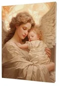 Ikony i obrazy sakralne - Anioł Stróż - Obraz na Płótnie Pełen Ciepła i Nostalgii - miniaturka - grafika 1