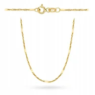 Łańcuszki - Złoty łańcuszek SINGAPUR z blaszką próba 585 ZŁOTO - miniaturka - grafika 1