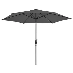 vidaXL Parasol ogrodowy z LED i stalowym słupkiem, 300 cm, antracytowy - Parasole ogrodowe - miniaturka - grafika 1