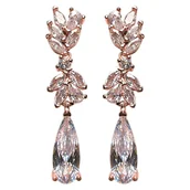 Kolczyki - Kolczyki ślubne z cyrkonią sześcienną, różowe złoto, LAGRIMA DIVI, rose gold - miniaturka - grafika 1