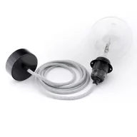 Lampy sufitowe - Lampa sufitowa Loft metal black chrome lampa wisząca z pierścieniem KOLOROWE KABLE - miniaturka - grafika 1