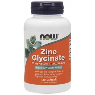 Now Foods Zinc Glycinate - Chelat Cynku i Olej z Pestek Dyni (120 kaps.) - Suplementy naturalne - miniaturka - grafika 1