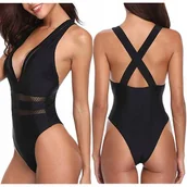 Stroje kąpielowe - STRÓJ KĄPIELOWY JEDNOCZĘŚCIOWY GŁĘBOKI DEKOLT L 40 - miniaturka - grafika 1