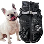 Ubranka dla psów - UBRANKO DLA PSA wodoodporna kurtka z SZELKAMI STAR zimowa czarna 2XL - miniaturka - grafika 1