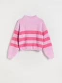 Swetry dla dziewczynek - Reserved - Sweter w paski - wielobarwny - miniaturka - grafika 1