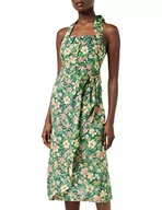 Sukienki - Queen Kerosin Damska letnia sukienka z tropikalnym wzorem wycięcie w kształcie litery V bez rękawów letnia sukienka normalna wzór, zielony, 4XL - miniaturka - grafika 1