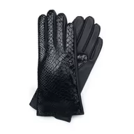 Rękawiczki - Damskie rękawiczki ze skóry o fakturze croco - miniaturka - grafika 1