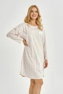 Bielizna nocna - Bawełniana koszula nocna Vera beige XL - miniaturka - grafika 1