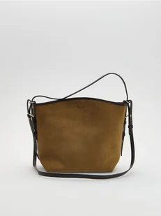 Reserved - Torebka z imitacji zamszu - warm olive - Torebki damskie - miniaturka - grafika 1